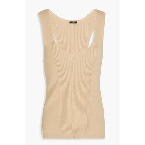 Joseph Top Women L Tan Sleeveless Scoop Neck Racerback Ribbed Neutral Tank Knit